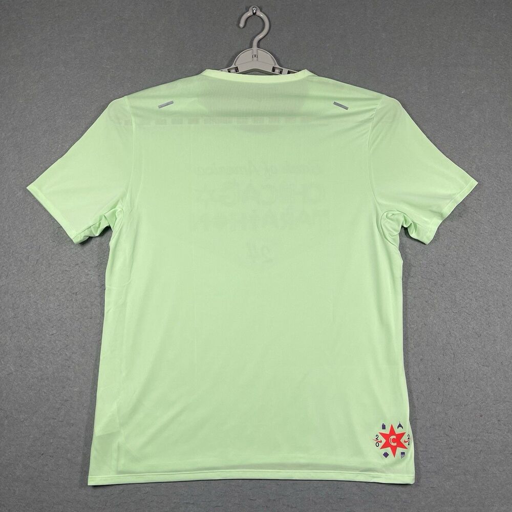 Chicago Marathon Shirt Mens Large Lime Green Nike Element Running Top Dri-Fit - Picture 4 of 10